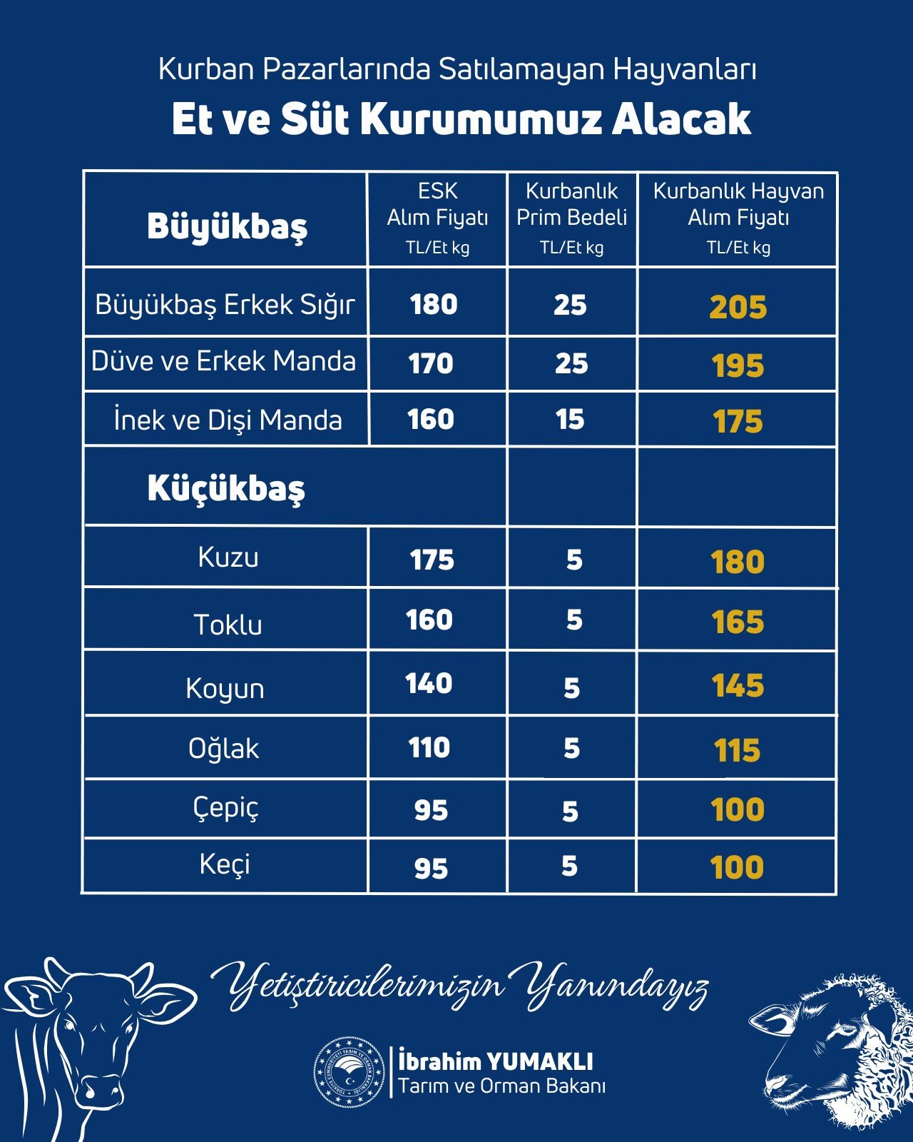 Satılmayan kurbanlıkları Et ve Süt Kurumu Alacak