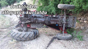 Takla atan traktör hurdaya döndü