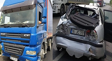 Bursa’da Tır otomobile çarptı: 5 kişi yaralı