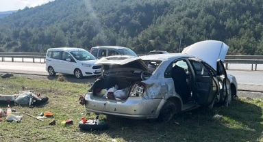 Takla atan otomobildeki 2 kişi yaralandı