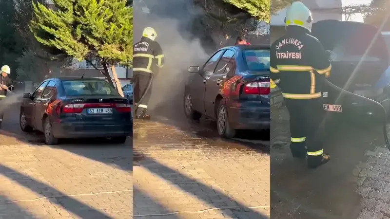 Şanlıurfa'da park halindeki otomobil alev aldı